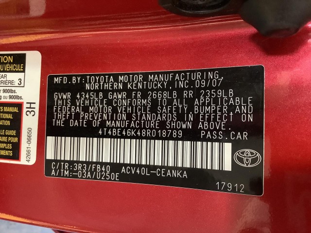 2008 TOYOTA CAMRY UNKNOWN