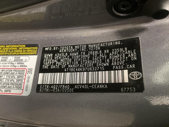 2007 TOYOTA CAMRY LE 5-SPD AT