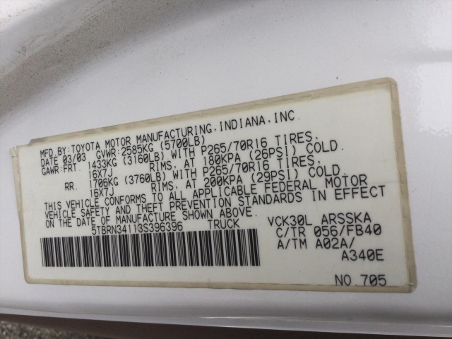 2003 TOYOTA TUNDRA SR5 ACCESS CAB 2WD