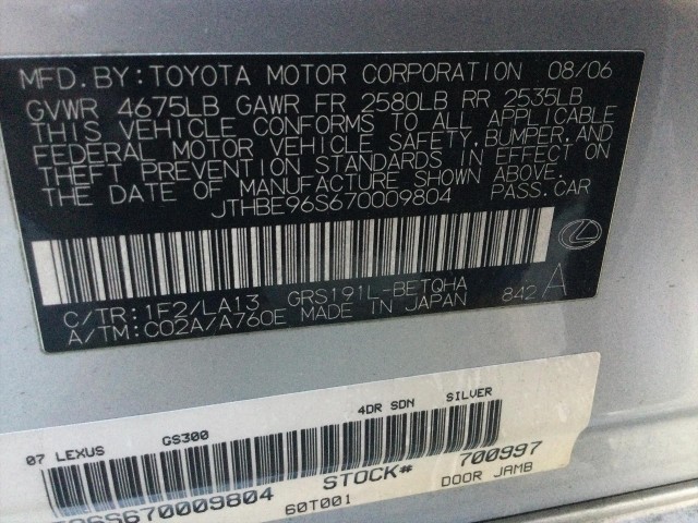 2007 LEXUS GS GS 350