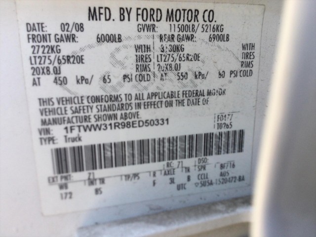 2008 FORD F-350 SD LARIAT CREW CAB LONG BED 4WD