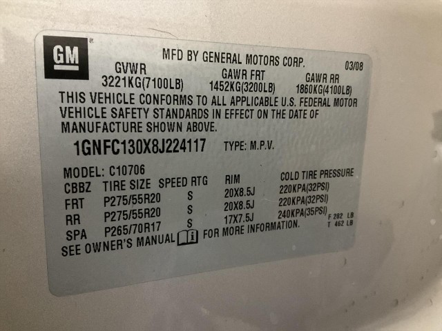 2008 CHEVROLET TAHOE LTZ 2WD