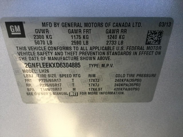 2013 CHEVROLET EQUINOX 1LT AWD