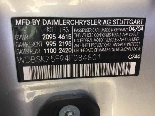 2004 MERCEDES-BENZ SL-CLASS SL500