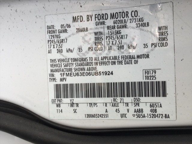 2006 FORD EXPLORER XLT 4.0L 2WD