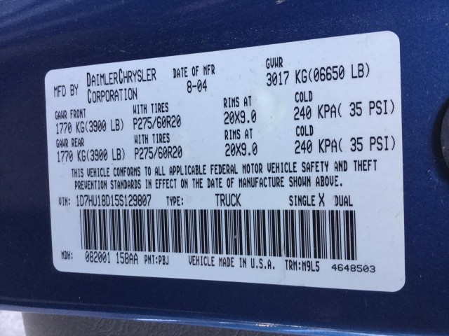 2005 DODGE RAM 1500 UNKNOWN