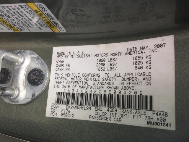 2008 MITSUBISHI ECLIPSE UNKNOWN