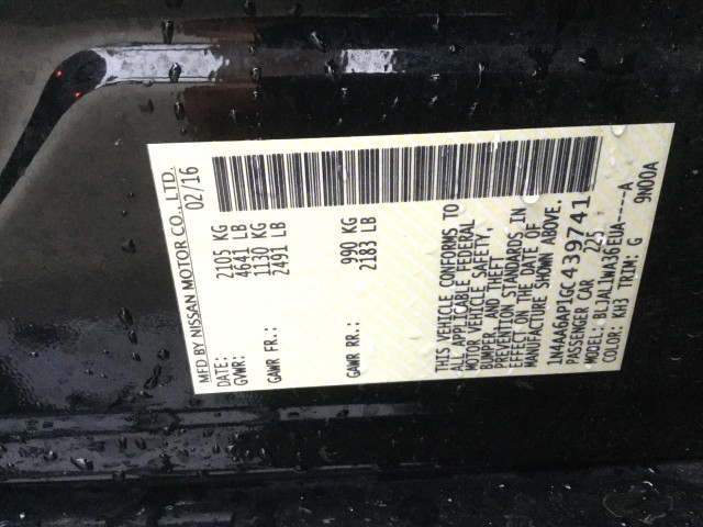 2016 NISSAN MAXIMA 3.5 SR