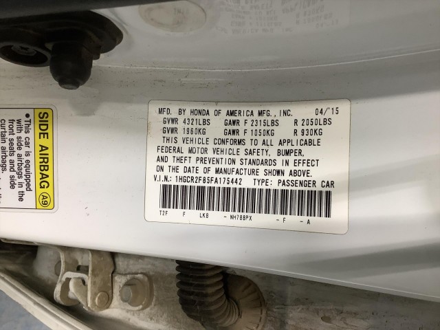 2015 HONDA ACCORD EX-L SEDAN CVT